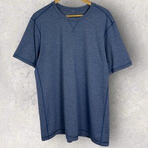 Lululemon Crew Neck T-Shirt Heathred Dark Cobalt Blue‎ Mens Size XL Tee Minimal